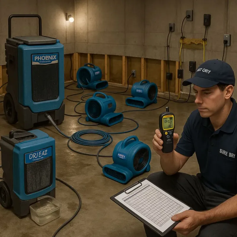 Structural Drying and Dehumidification process in Wilton, CA